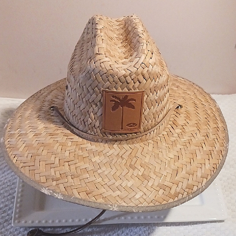 SAN DIEGO 🌾Natural Woven Straw Hat with Palm Tree Patch 🌴UPF 50+ Protection 🌞